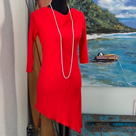 ⭐️Y2K,David Dart, Vibrant Asymmetrical Dress, Breathable,Stretchable Rayon, XS - Picture 1 of 12